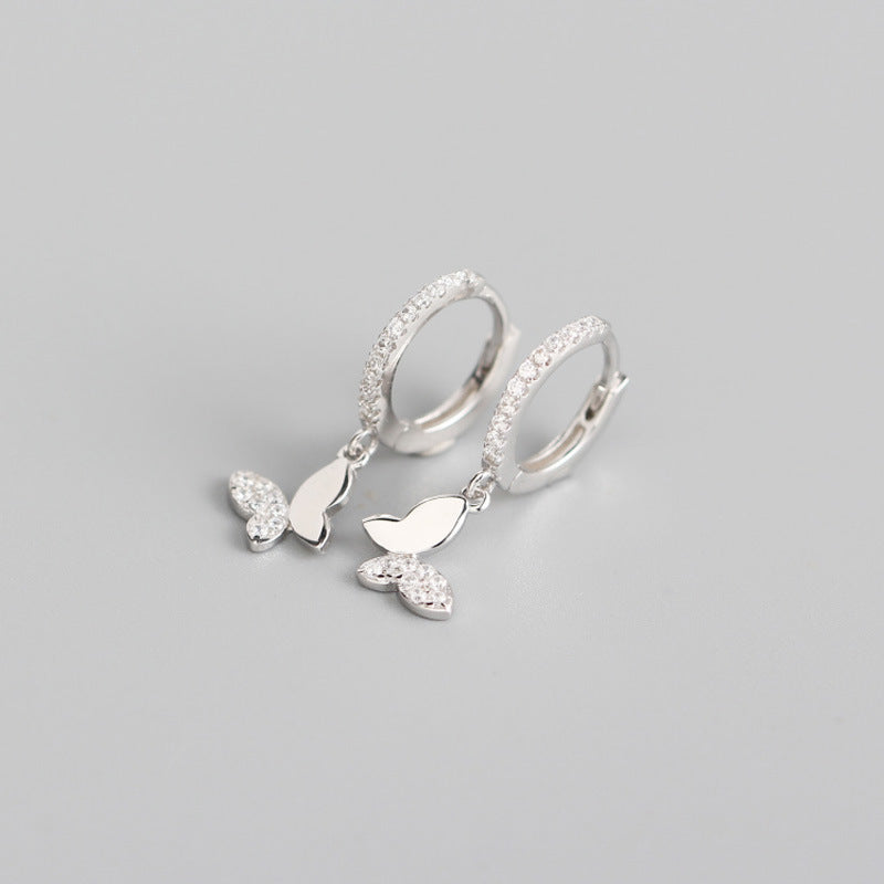Butterfly Pattern 925 Sterling Silver Earrings In Silver, Elegant For Everyday Wear