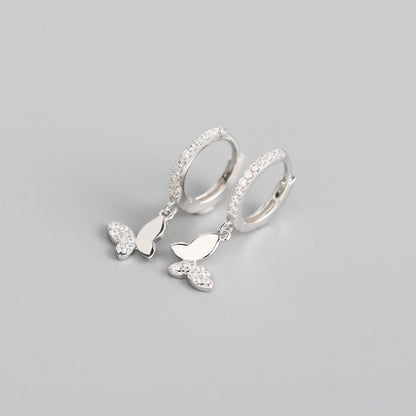 Butterfly Pattern 925 Sterling Silver Earrings In Silver, Elegant For Everyday Wear