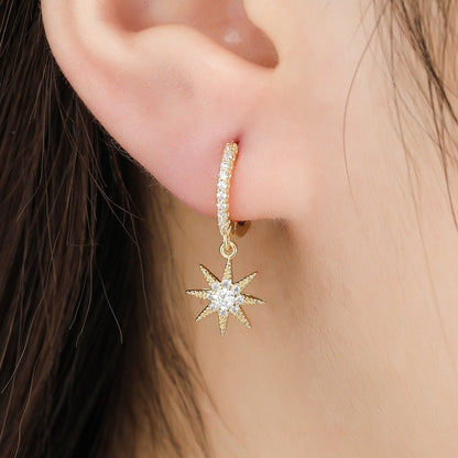 For Moon Asymmetrical Stud Earrings In Golden Featuring Star Design