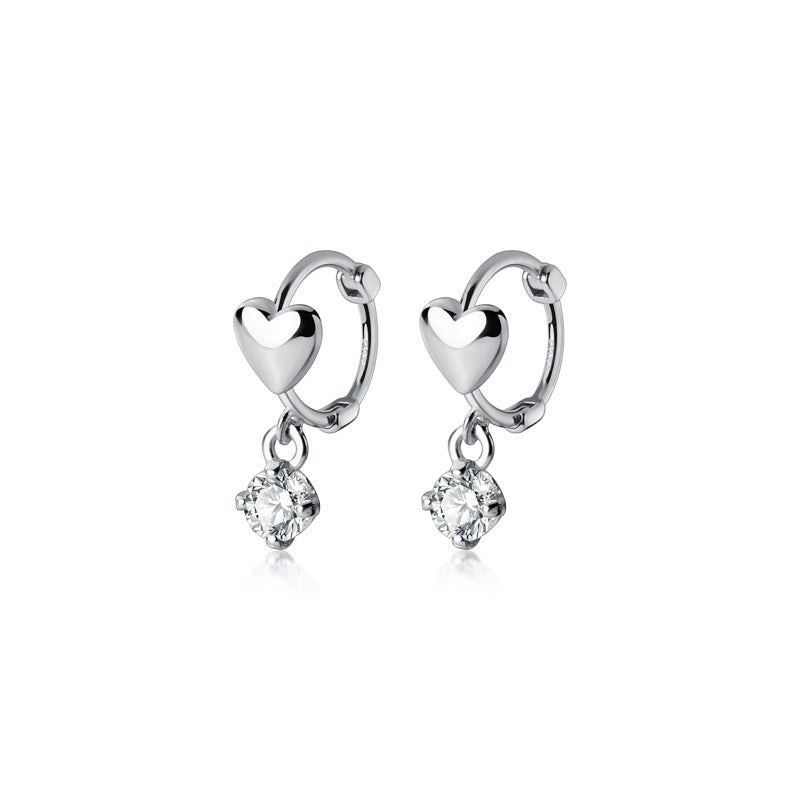 Sweet Heart Shape Earrings For Women In Copper Stud Design, Silver Color