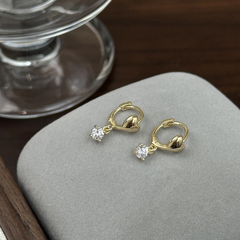 Sweet Heart Shape Earrings For Women In Copper Stud Design, Silver Color