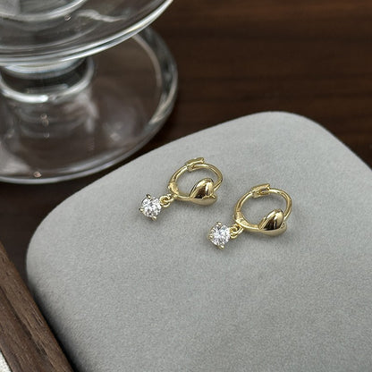Sweet Heart Shape Earrings For Women In Copper Stud Design, Silver Color