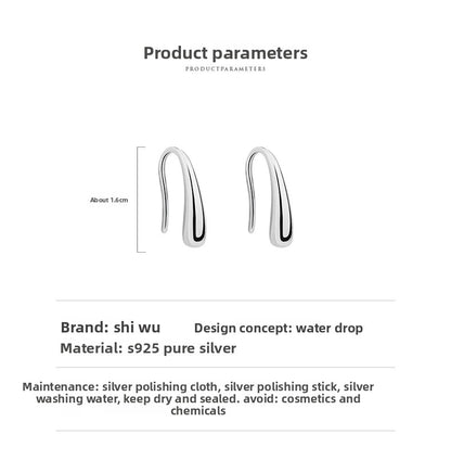 Water Droplets Stud Earrings For Women In 925 Sterling Silver, Silver Color