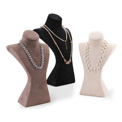 Jewelry Display Bust In Flannel Material, 1 Piece, Available In Coffer Color