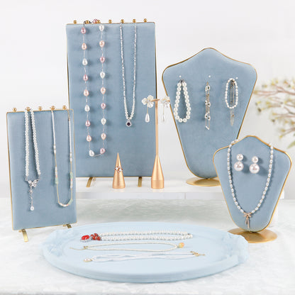 1 Piece Jewelry Rack In Light Blue Flannel For Elegant Accessory Display