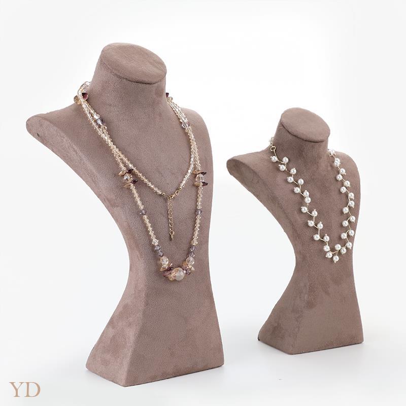 Jewelry Display Bust In Flannel Material, 1 Piece, Available In Coffer Color