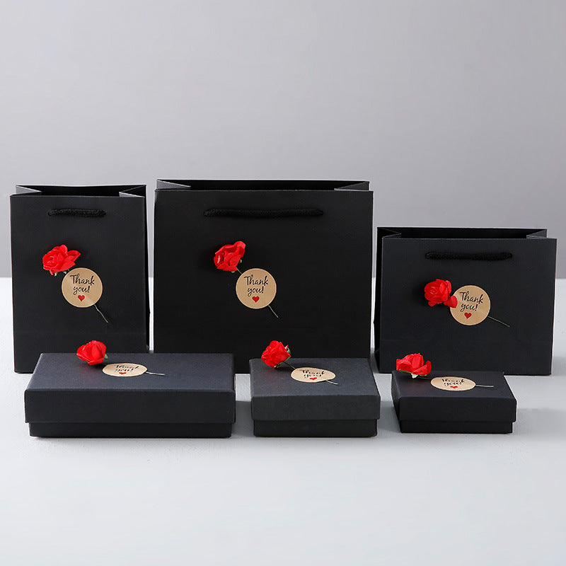 Rose Jewelry Box For Valentine's Day, 1 Piece Paper Jewelry Packaging In Dyed Black