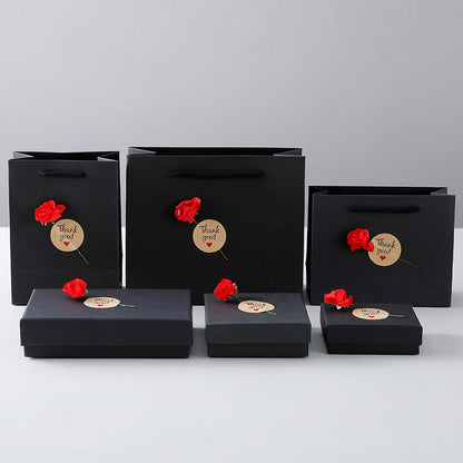Rose Jewelry Box For Valentine's Day, 1 Piece Paper Jewelry Packaging In Dyed Black