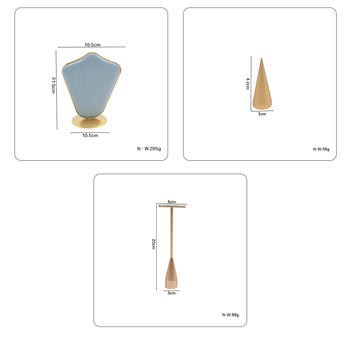 1 Piece Jewelry Rack In Light Blue Flannel For Elegant Accessory Display