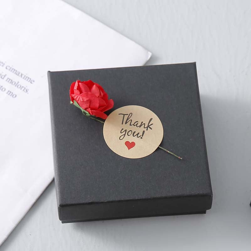 Rose Jewelry Box For Valentine's Day, 1 Piece Paper Jewelry Packaging In Dyed Black