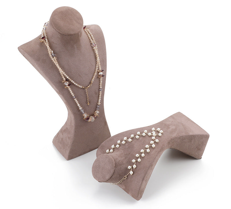 Jewelry Display Bust In Flannel Material, 1 Piece, Available In Coffer Color