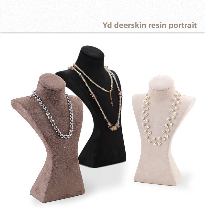 Jewelry Display Bust In Flannel Material, 1 Piece, Available In Coffer Color