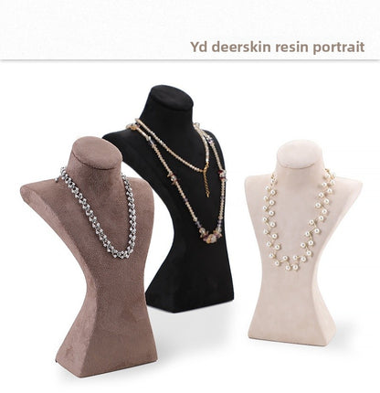 Jewelry Display Bust In Flannel Material, 1 Piece, Available In Coffer Color