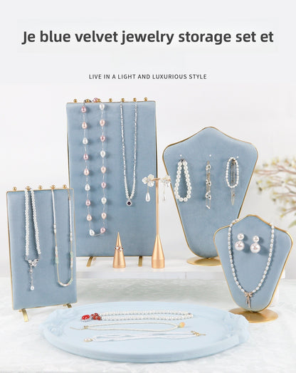 1 Piece Jewelry Rack In Light Blue Flannel For Elegant Accessory Display