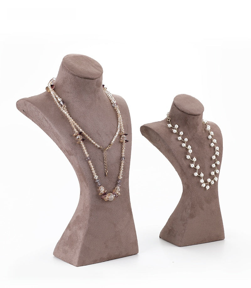 Jewelry Display Bust In Flannel Material, 1 Piece, Available In Coffer Color