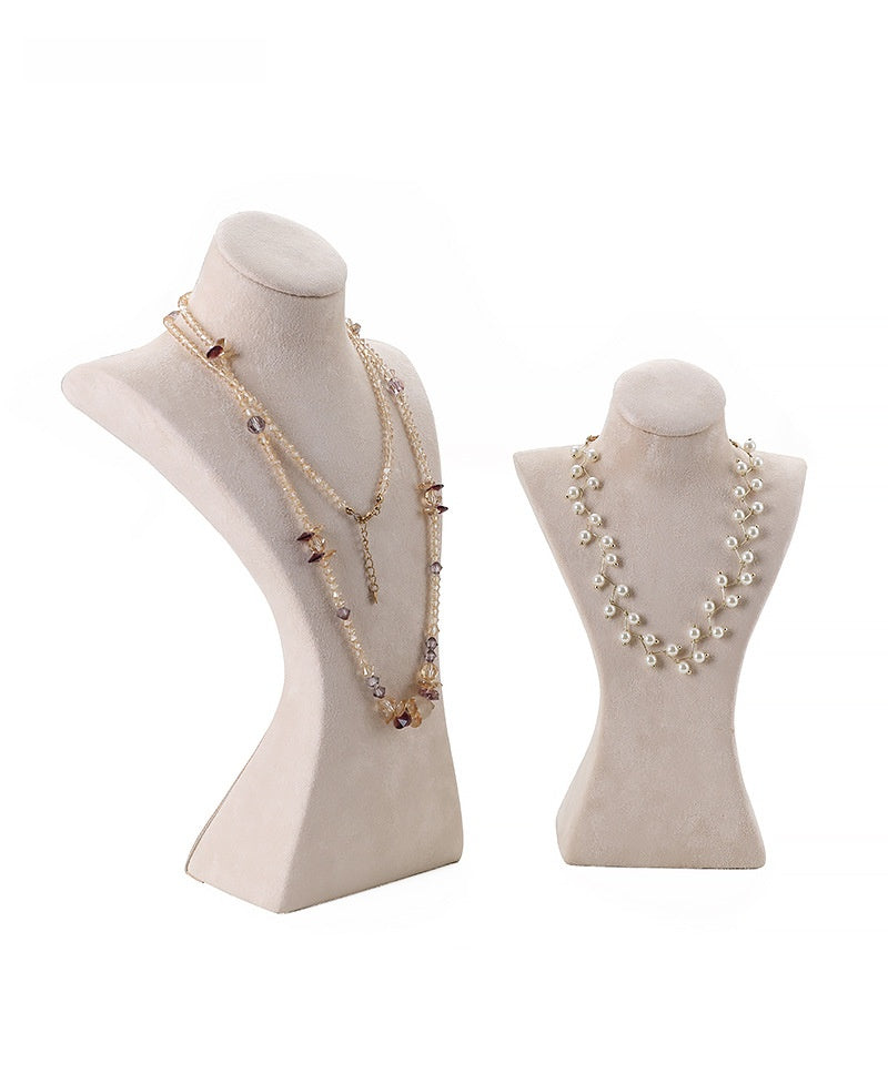 Jewelry Display Bust In Flannel Material, 1 Piece, Available In Coffer Color