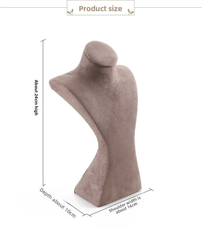 Jewelry Display Bust In Flannel Material, 1 Piece, Available In Coffer Color