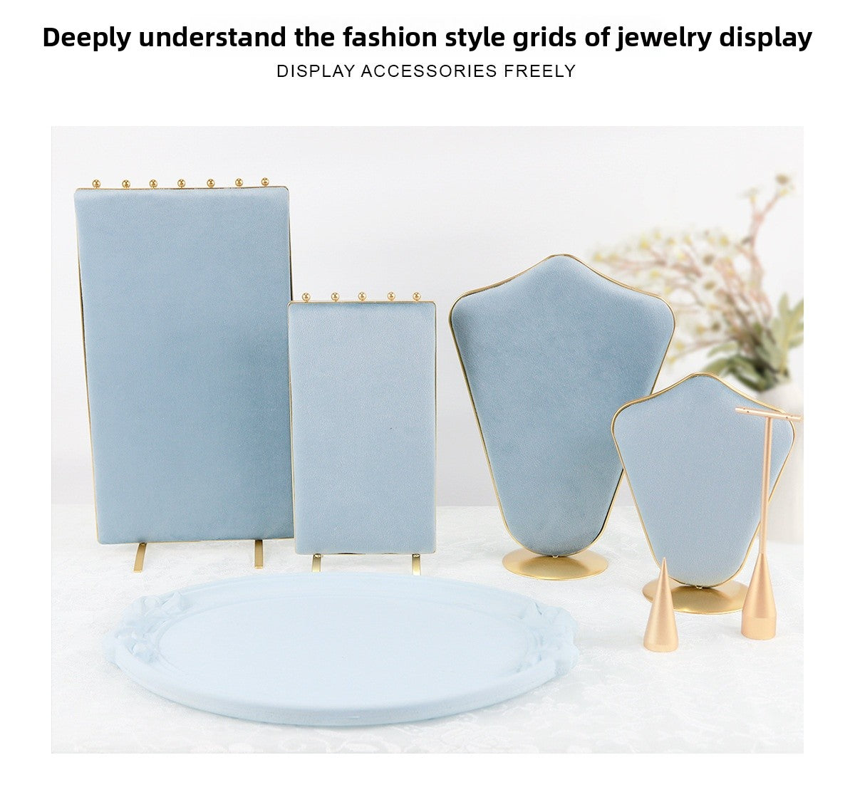 1 Piece Jewelry Rack In Light Blue Flannel For Elegant Accessory Display
