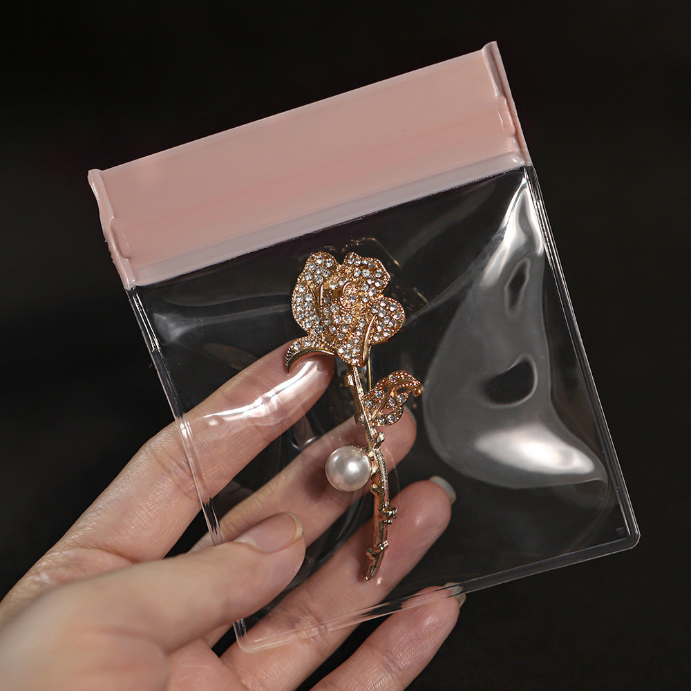 Pink EVA Jewelry Packaging Bags In Plastic Resealable Material For Secure Storage