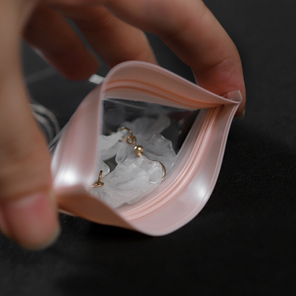 Pink EVA Jewelry Packaging Bags In Plastic Resealable Material For Secure Storage