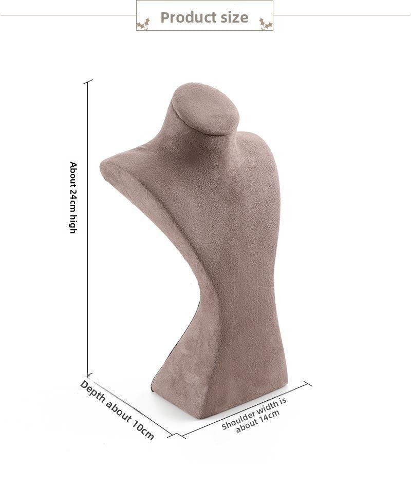 Jewelry Display Bust In Flannel Material, 1 Piece, Available In Coffer Color