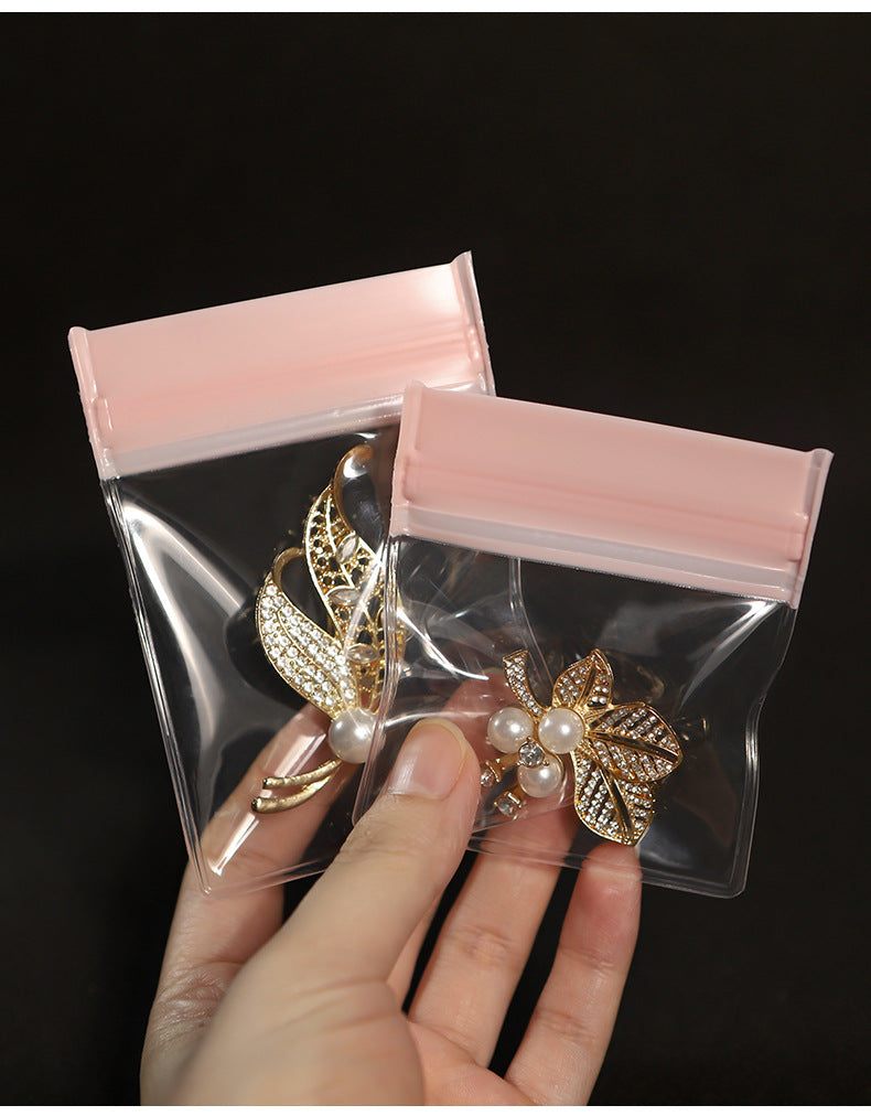 Pink EVA Jewelry Packaging Bags In Plastic Resealable Material For Secure Storage