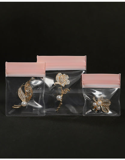 Pink EVA Jewelry Packaging Bags In Plastic Resealable Material For Secure Storage