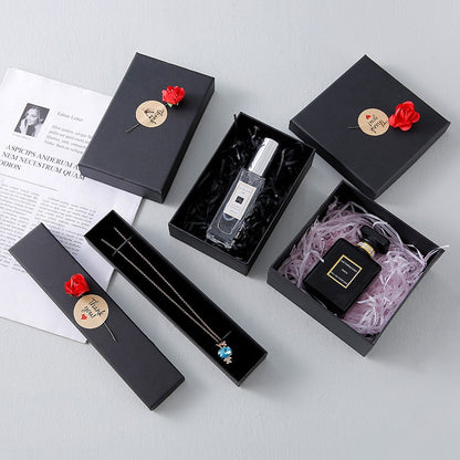 Rose Jewelry Box For Valentine's Day, 1 Piece Paper Jewelry Packaging In Dyed Black
