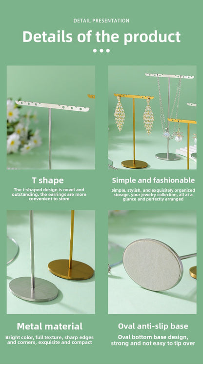 1 Piece Metal Jewelry Rack In Elegant Gold Finish For Stylish Accessory Display