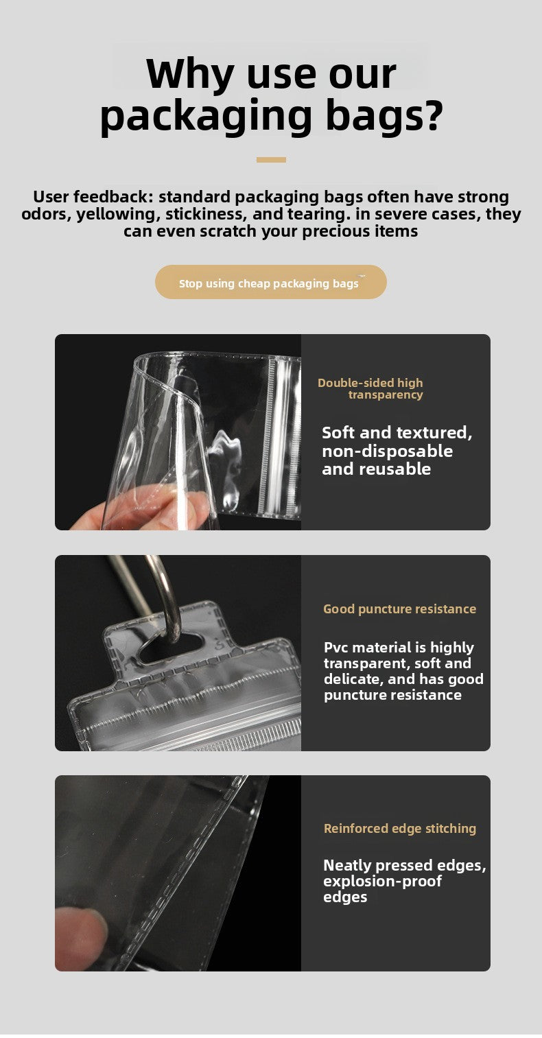 Transparent PVC Jewelry Packaging Bags Plastic Resealable Bags For Secure Storage