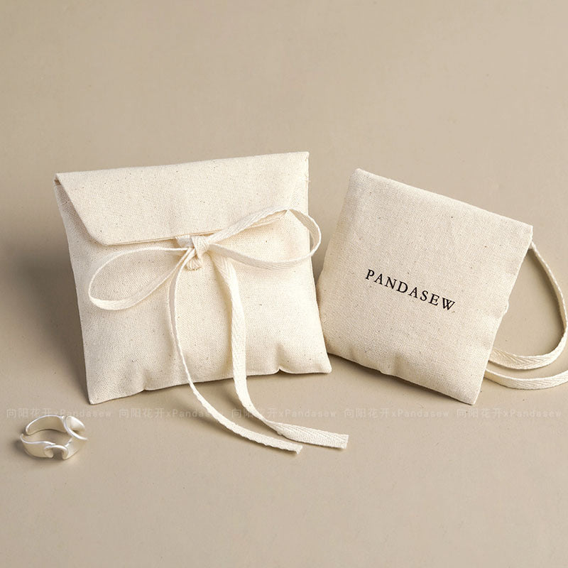 Cotton Jewelry Packaging Bags In Beige For Elegant And Eco-Friendly Jewelry Storage