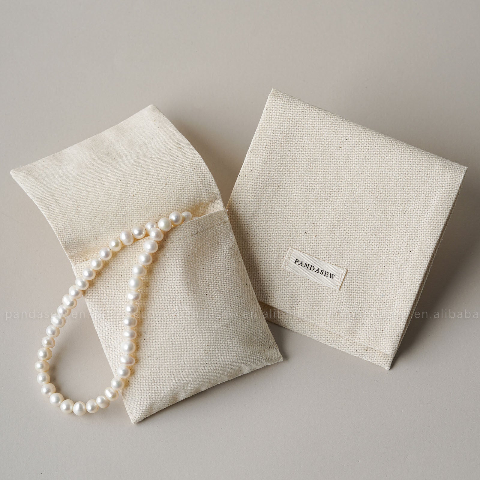 1 Piece Cotton Jewelry Packaging Bag In Beige For Elegant Jewelry Storage