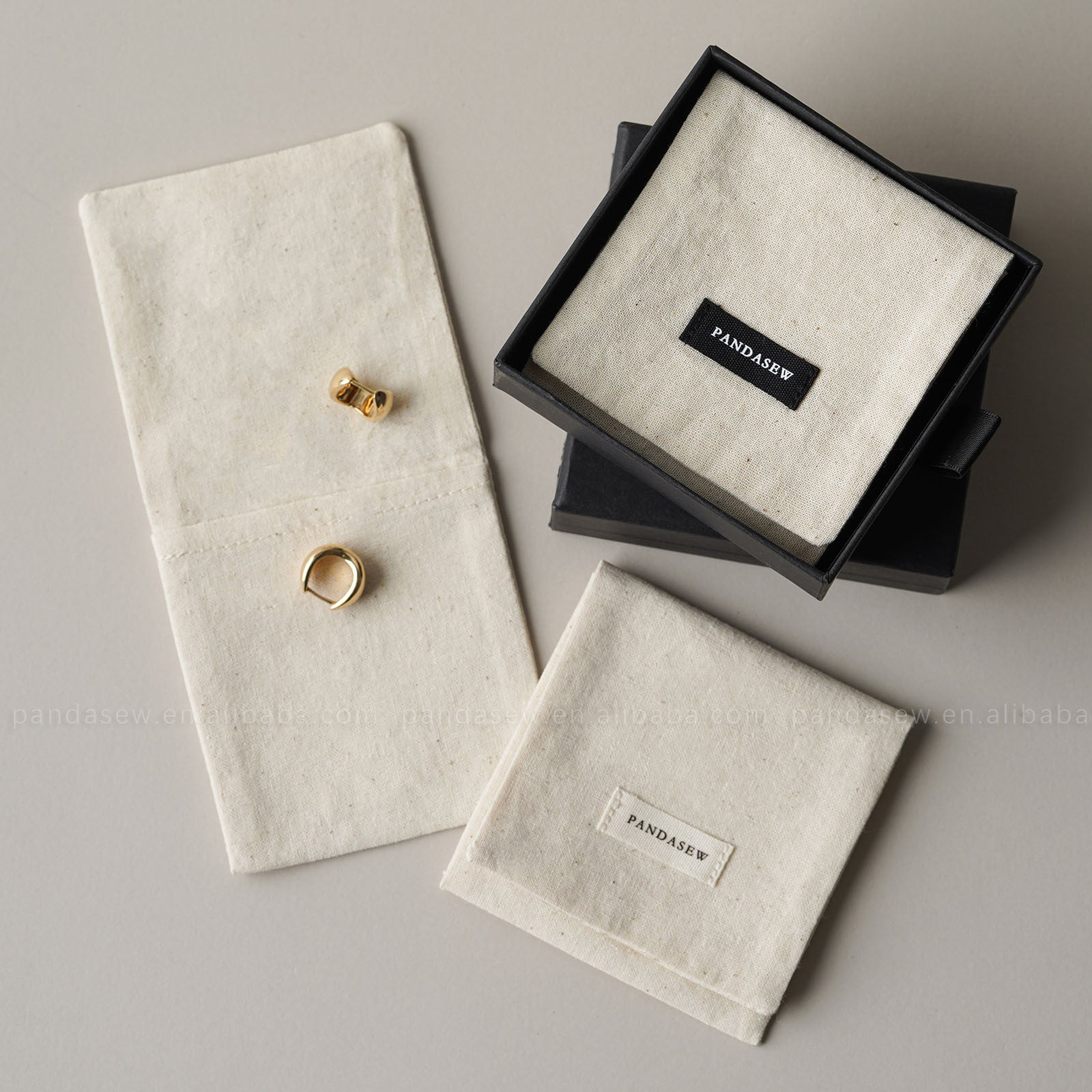 1 Piece Cotton Jewelry Packaging Bag In Beige For Elegant Jewelry Storage