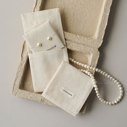 1 Piece Cotton Jewelry Packaging Bag In Beige For Elegant Jewelry Storage