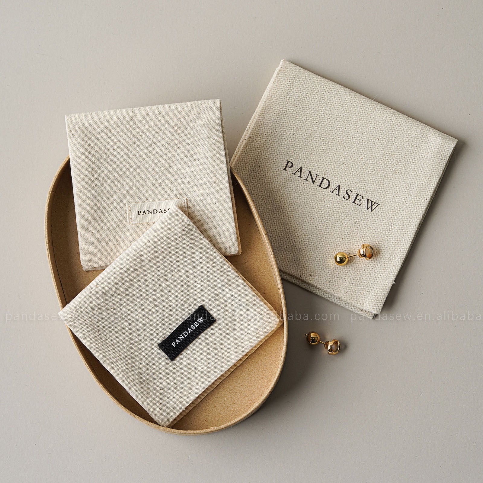 1 Piece Cotton Jewelry Packaging Bag In Beige For Elegant Jewelry Storage