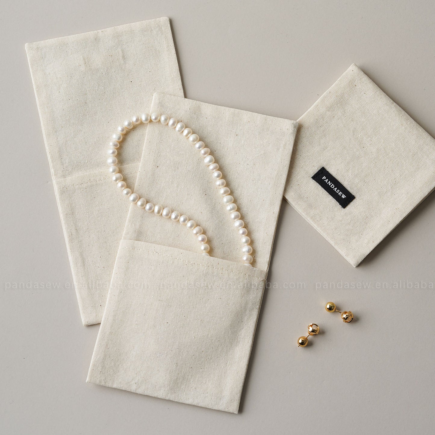 1 Piece Cotton Jewelry Packaging Bag In Beige For Elegant Jewelry Storage