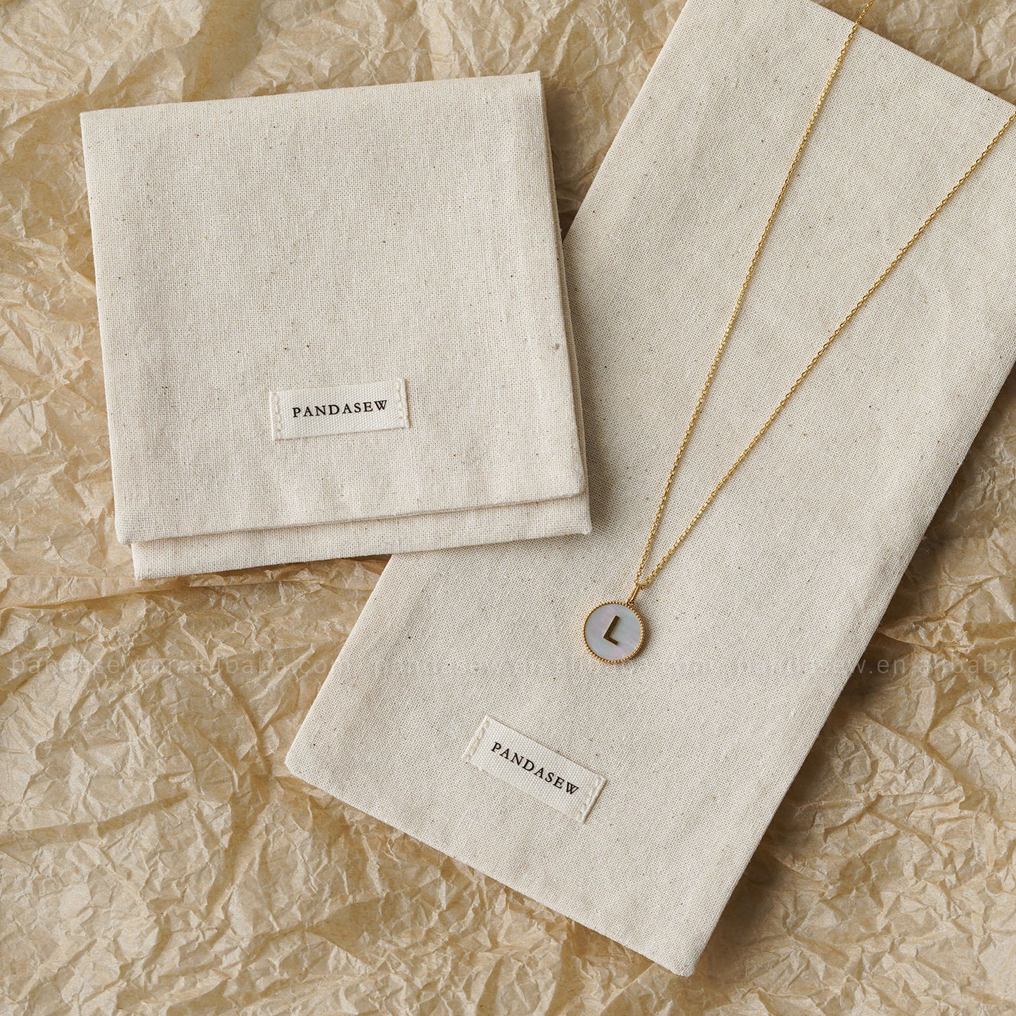 1 Piece Cotton Jewelry Packaging Bag In Beige For Elegant Jewelry Storage