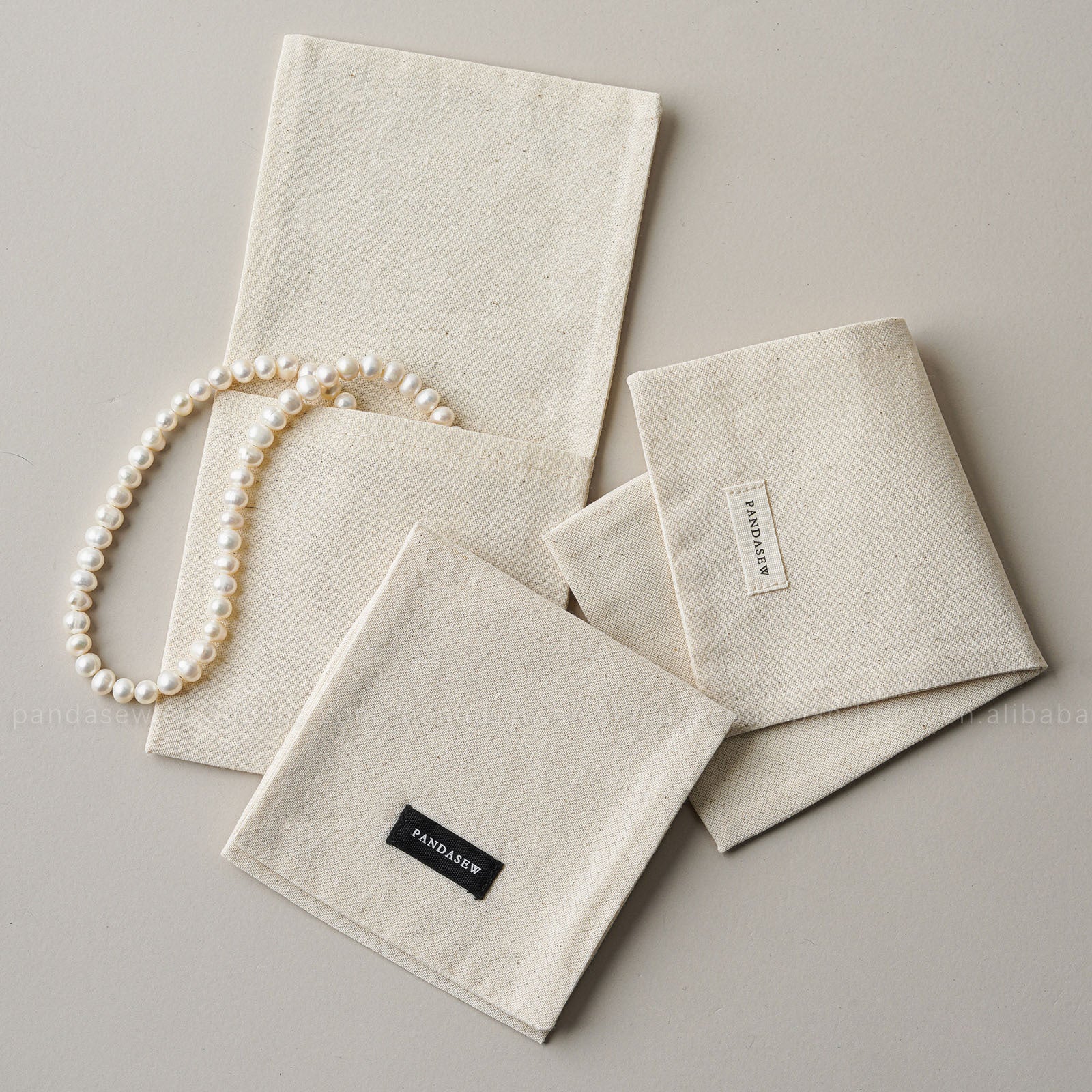 1 Piece Cotton Jewelry Packaging Bag In Beige For Elegant Jewelry Storage