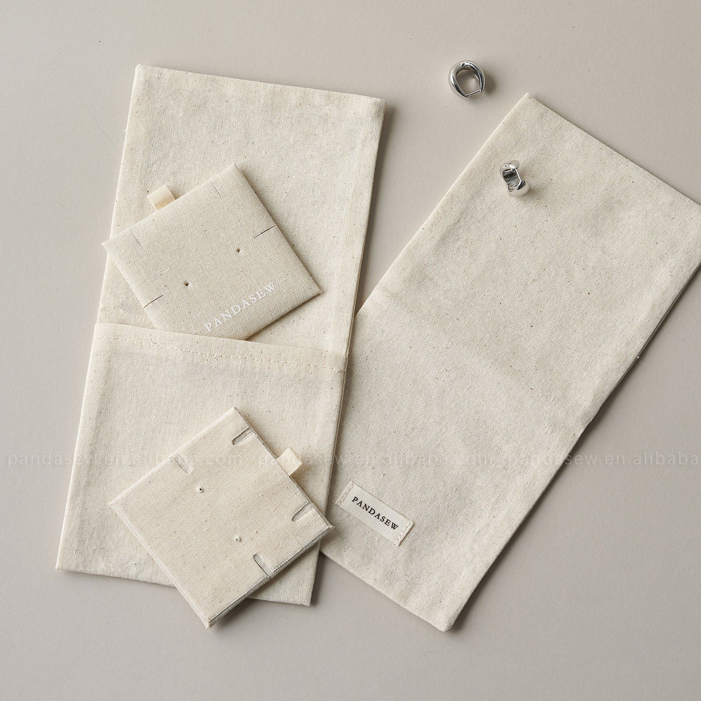 1 Piece Cotton Jewelry Packaging Bag In Beige For Elegant Jewelry Storage
