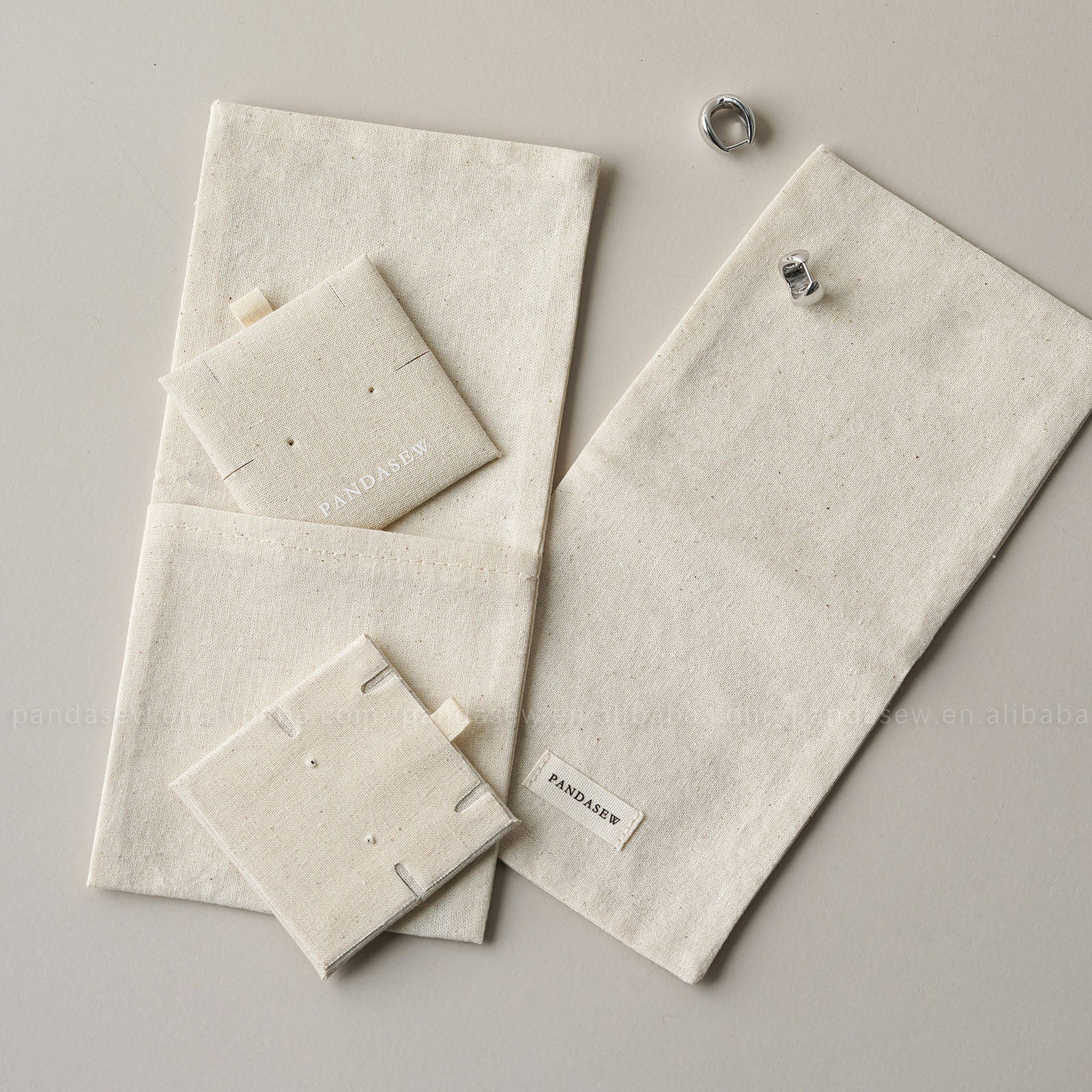 1 Piece Cotton Jewelry Packaging Bag In Beige For Elegant Jewelry Storage