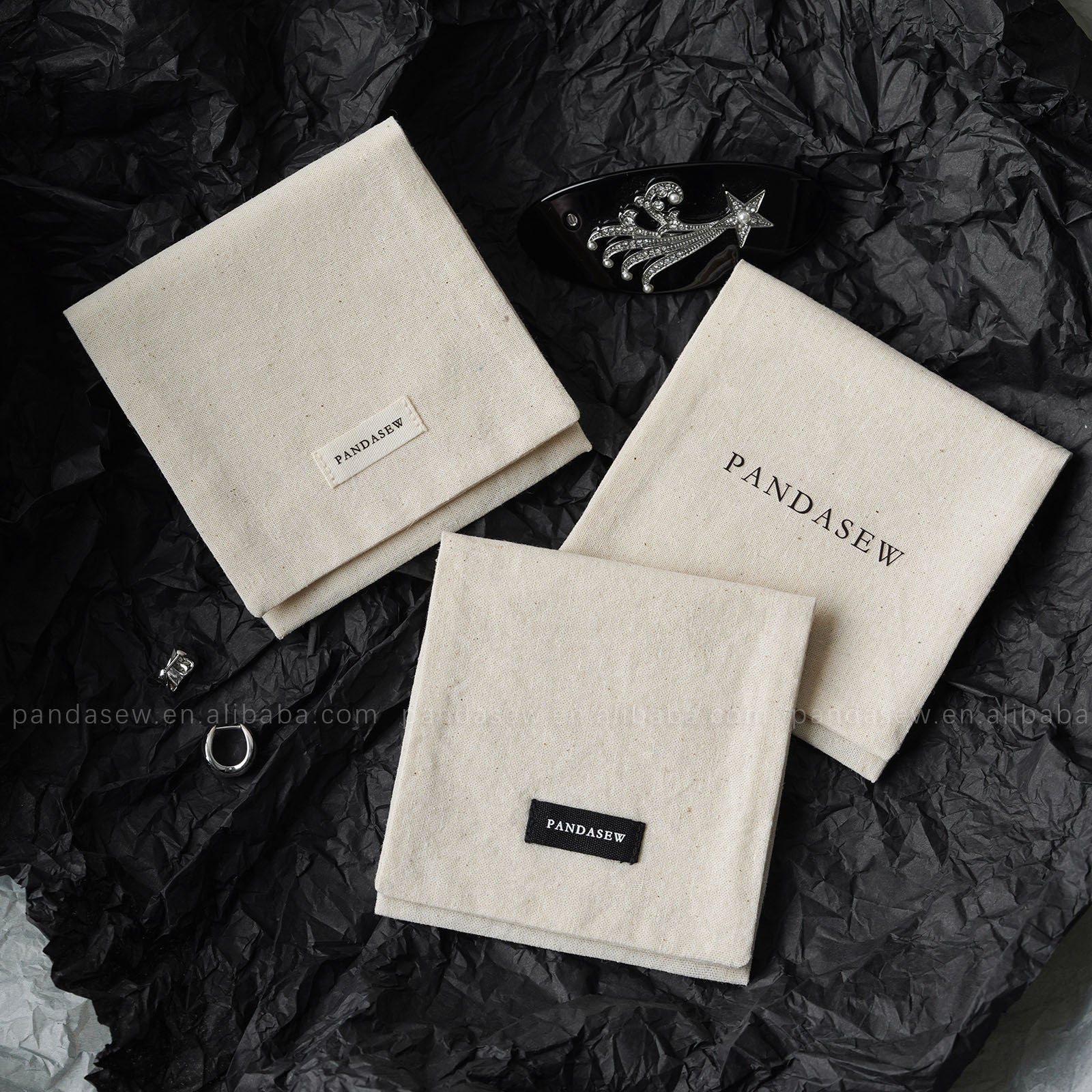 1 Piece Cotton Jewelry Packaging Bag In Beige For Elegant Jewelry Storage