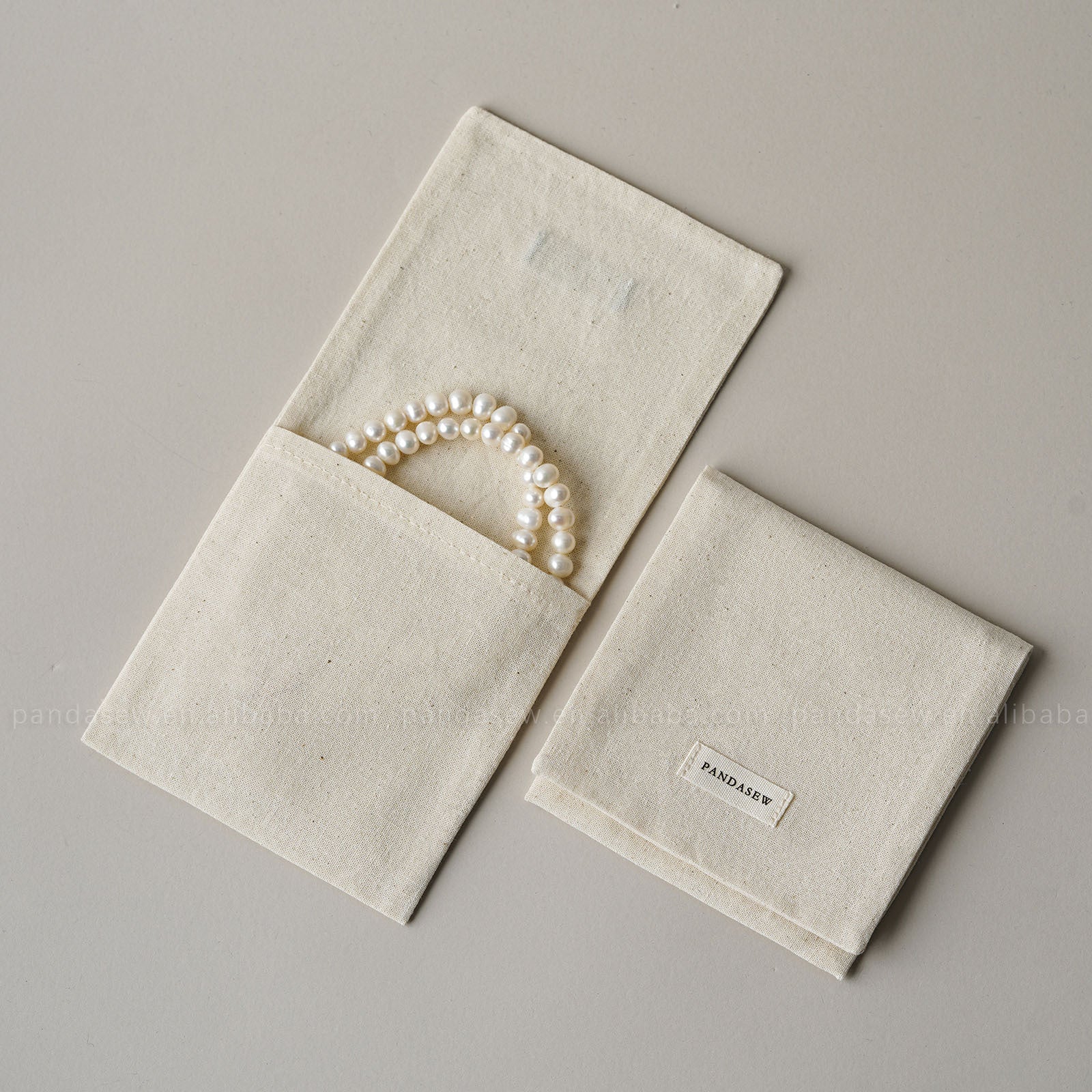 1 Piece Cotton Jewelry Packaging Bag In Beige For Elegant Jewelry Storage
