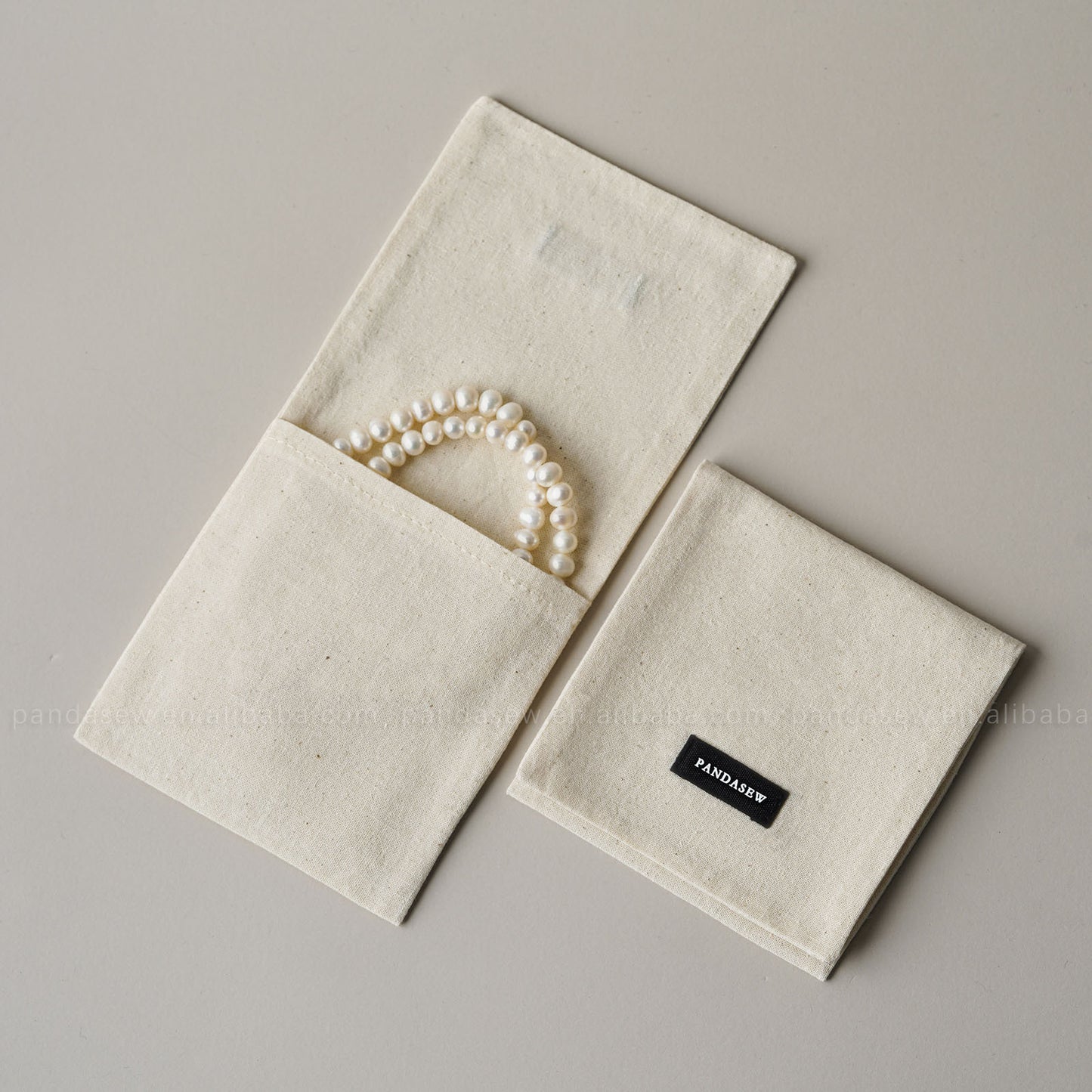 1 Piece Cotton Jewelry Packaging Bag In Beige For Elegant Jewelry Storage