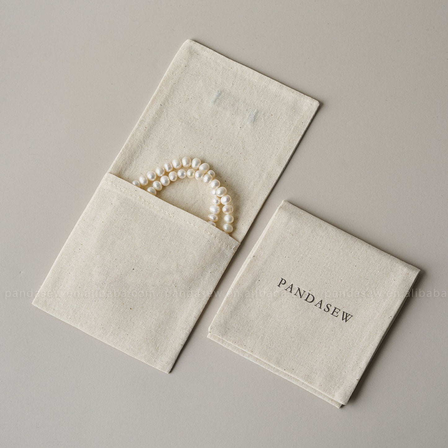 1 Piece Cotton Jewelry Packaging Bag In Beige For Elegant Jewelry Storage