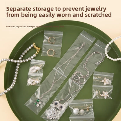 100 PCS Transparent Plastic Jewelry Packaging Bags With Resealable Closure For Secure Storage