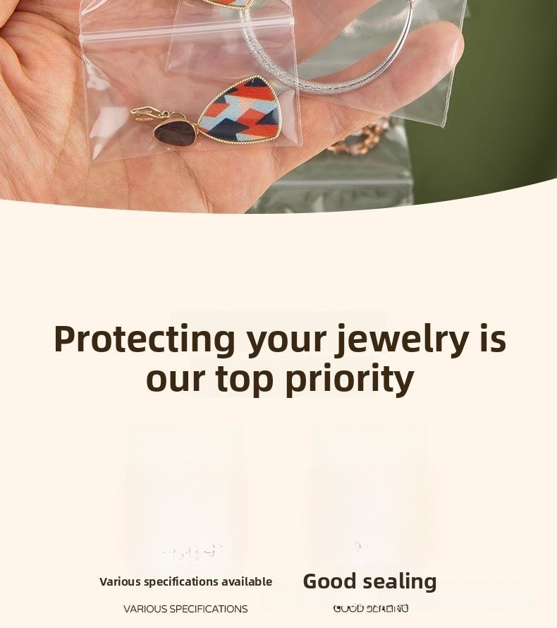 100 PCS Transparent Plastic Jewelry Packaging Bags With Resealable Closure For Secure Storage