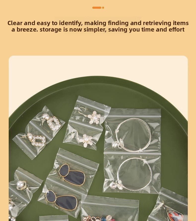 100 PCS Transparent Plastic Jewelry Packaging Bags With Resealable Closure For Secure Storage