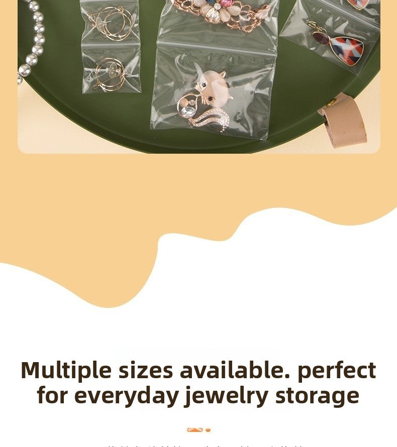 100 PCS Transparent Plastic Jewelry Packaging Bags With Resealable Closure For Secure Storage