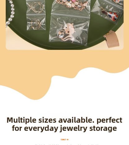 100 PCS Transparent Plastic Jewelry Packaging Bags With Resealable Closure For Secure Storage