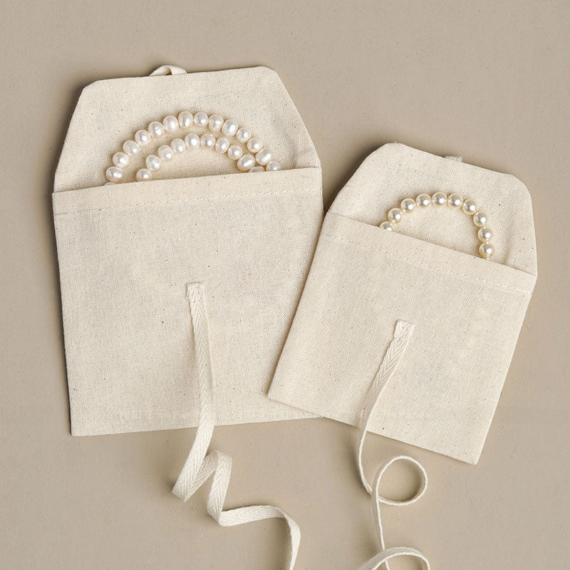 Cotton Jewelry Packaging Bags In Beige For Elegant And Eco-Friendly Jewelry Storage